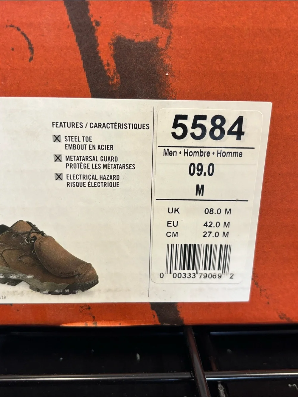 Men's Steel Toe Work Shoe 09 M - Brown